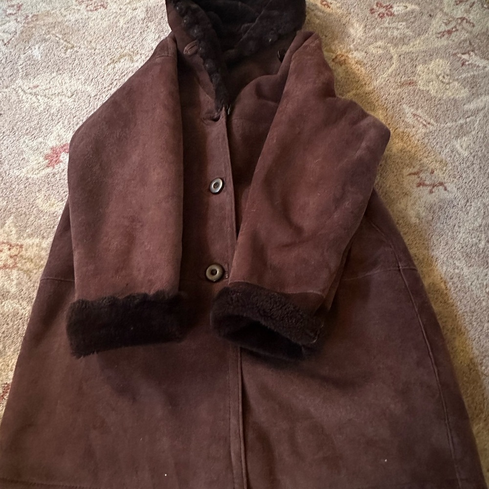 Maximilian Alta Moda at Bloomingdales thick shearling brown coat sheepskin